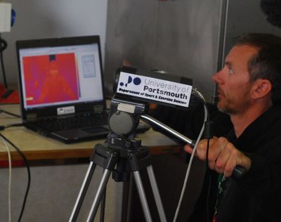 Expedition equipment testing, Geoff Long with thermal camera
