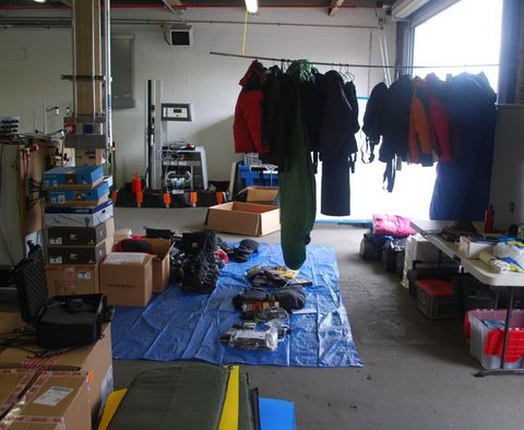 Expedition equipment testing, equipment ready for cold chamber test