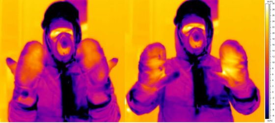 Expedition equipment testing, thermal images of gloves
